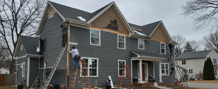 Exterior view of a beautiful home with a well-maintained roof