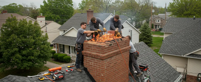 chimney repairing work in progress