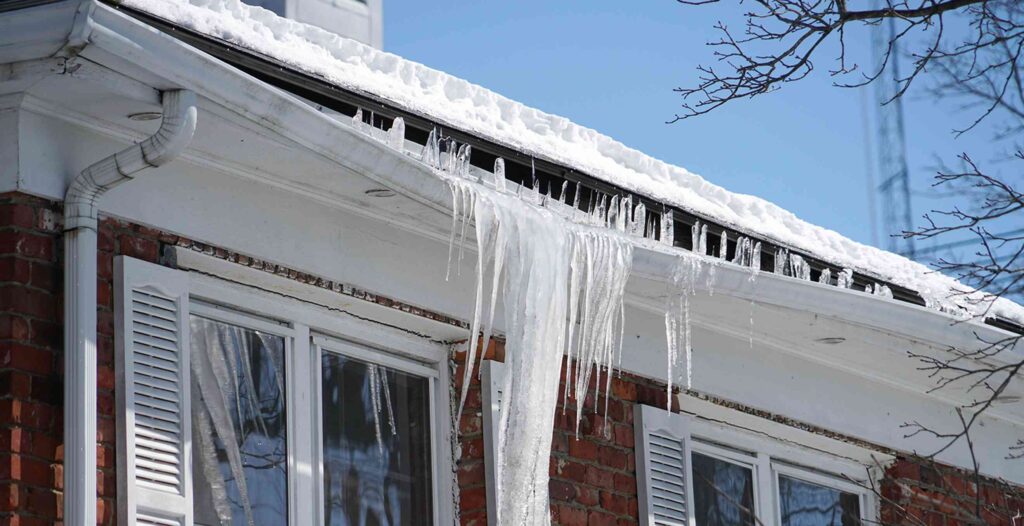 Ice Dams Along Roof Edges