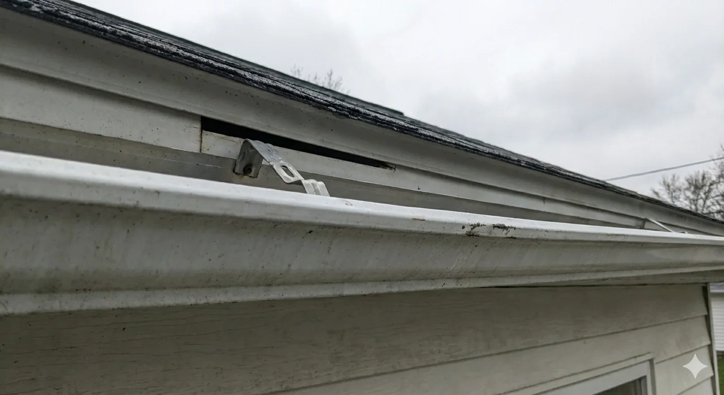 Sagging aluminum gutter pulling away